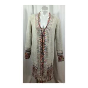 Janice Sweater Oversized Cardigan Eyelash Boho Colorful Clasp Closure Fr